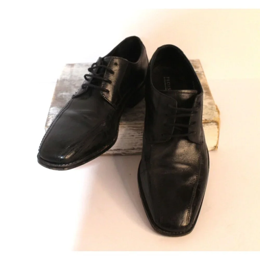 Florsheim Dress‎ Shoes Men's 7.5D Black Leather Classic Lace Up Modern Y2K 14139